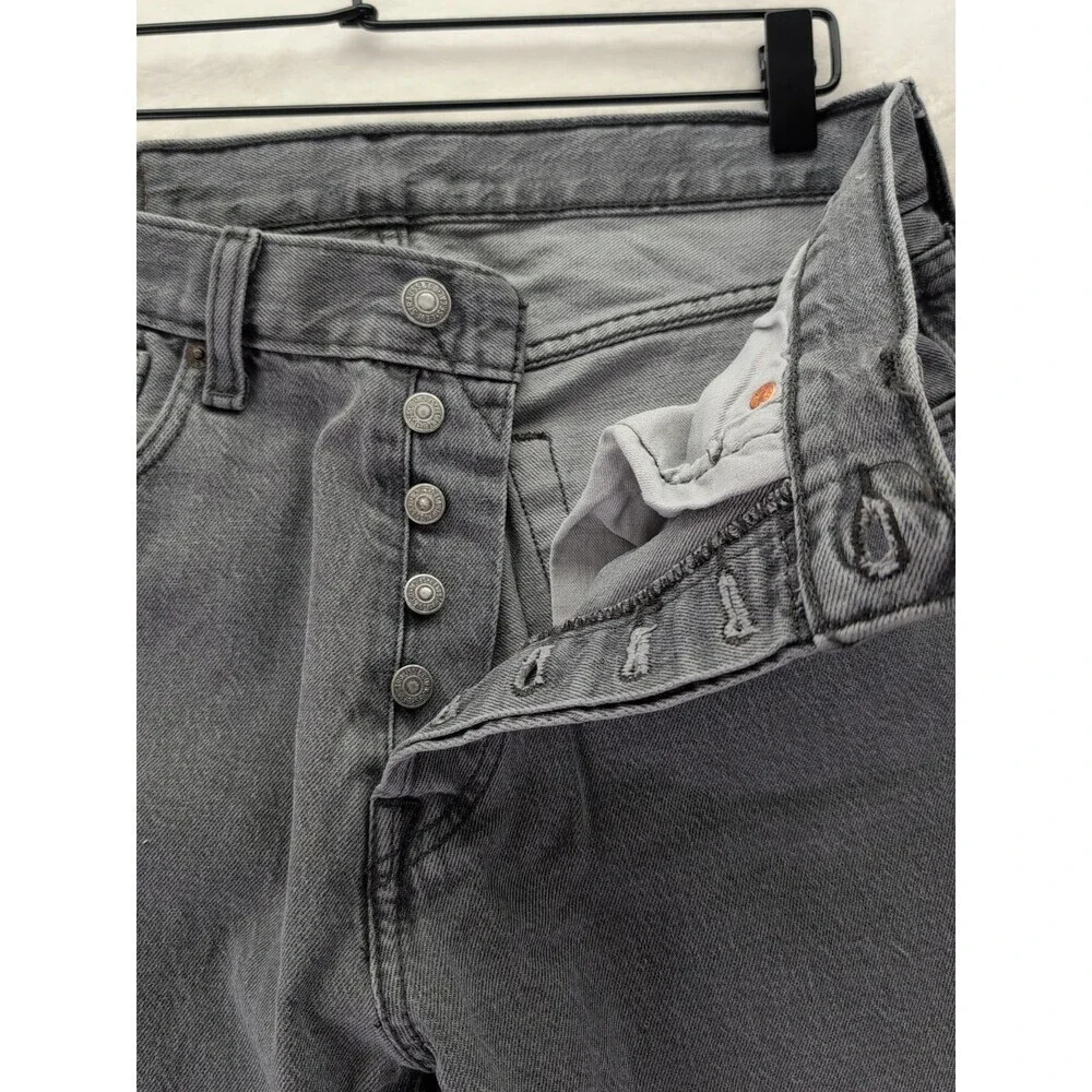 Levi's 501 Button Fly Red Tab Jeans Men's 31x30 Gray Wash Denim Cotton